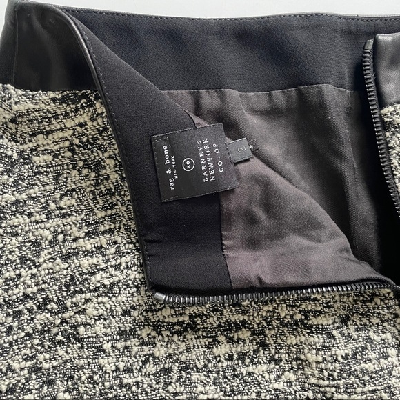 Rag & bone tweed mini skirt with leather trim size 2 - Picture 4 of 10